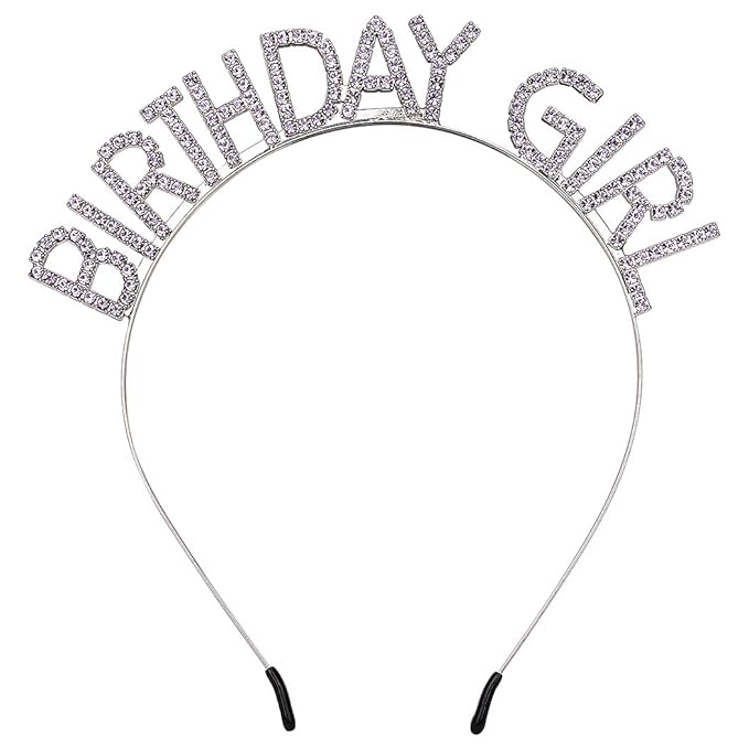 AOPRIE Birthday Girl Headband Crown for Women & Girls - Happy Birthday Princess Tiara Rhinestone Accessory, Purple