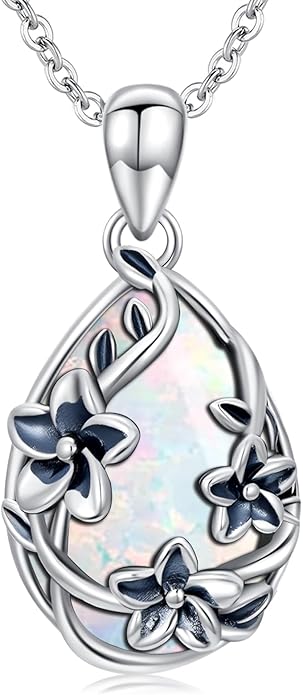 JUSTKIDSTOY Moonstone Necklace 925 Sterling Silver Teardrop Pendant Necklace Jewelry Gifts for Women Girls