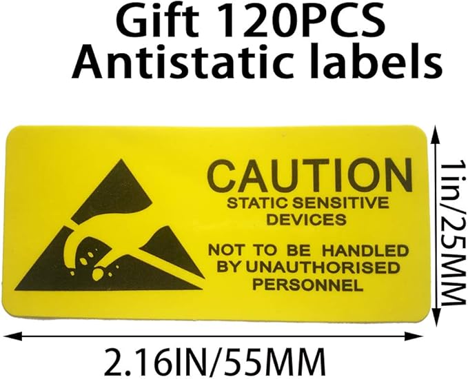 Premium ESD Shielding Bags, 120pcs Mixed Sizes Anti Static Resealable Bags for 3.5 & 2.5 Devices
