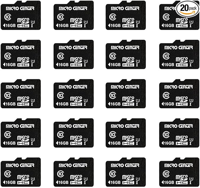Micro Center 16GB Class 10 Micro SDHC Flash Memory Card 20 Pack with Adapter for Mobile Device Storage Phone, Tablet, Drone & Full HD Video Recording - 80MB/s UHS-I, C10, U1 (20 Pack)