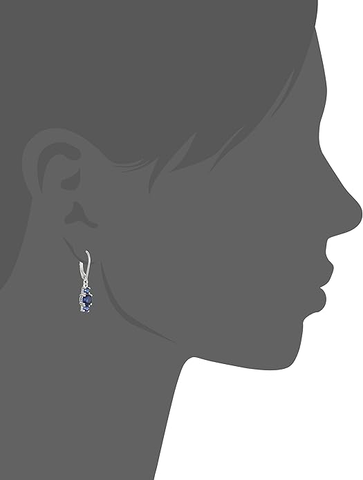 Amazon Essentials Sterling Silver Genuine and Created Gemstone Three Stone Birthstone Leverback Dangle Earrings
