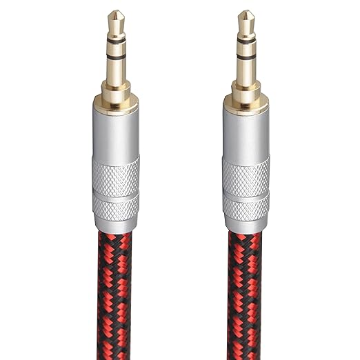 Audiophile High Purity Copper Aux Audio Cable 3.5mm Male to 3.5mm Male Audio Auxiliary Cord Gold-Plated Stereo HiFi Adapter Cable (Straight to Straight, 9.8ft/3m)