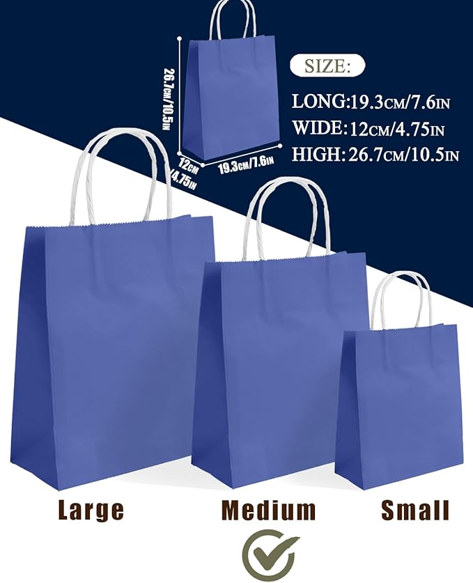 qiqee 30PCS Medium Gift Bag with Handles Bulk 11"x5"x8" Gift Bags Purple Blue Bags Multiple Uses (Medium Size)
