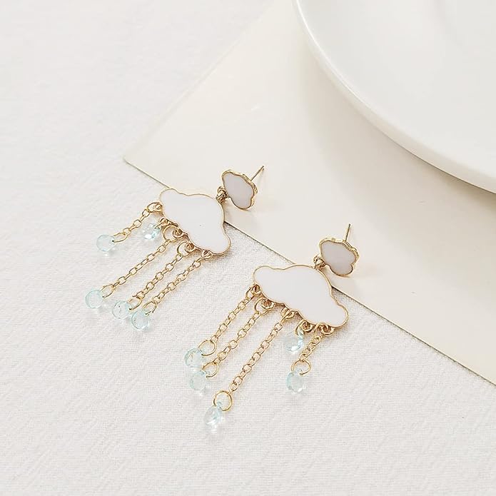 Acrylic Rain Cloud Earrings Cute Cloud Dangle Drop Earrings Colorful Crystal Raindrop Earrings for Women