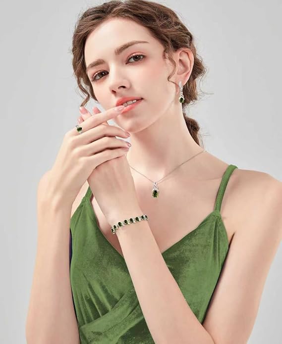 LMXXVJ Jewelry Set for Women,Teardrop Cubic Zirconia Necklace Earrings Adjustable Ring Bracelet Jewelry Set Formal Jewelry Gift