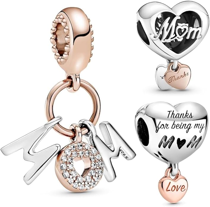 Family Mom Heart Charms 925 Sterling Silver Bead for Bracelets and Necklaces For Women Jewelry Present
