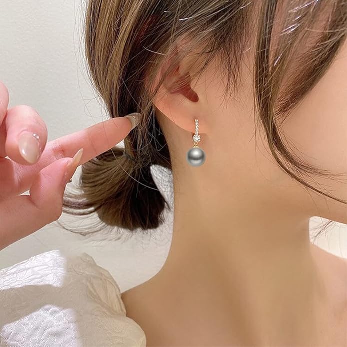 Pearl Earrings for Women 14K Gold Plated Hypoallergenic Pearl Earrings 5A Cubic Zirconia Dangle Earrings Elegant Jewelry