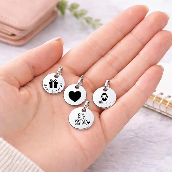 SM Design Pregnancy & New Baby Charm Set – Set of 4 Meaningful Stainless Steel Charms – Great for Crafting, Making Bracelets and Necklaces - Meaningful Keepsake Charms for Expecting & New Moms