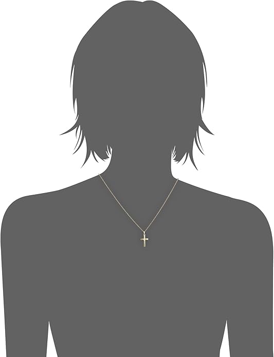 Amazon Essentials Women's 14k Yellow Gold Solid 0.02 cttw Diamond-Accented Cross 18" Pendant Necklace