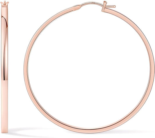 Gacimy Flatted Hoop Earrings for Women 14K Gold Plated with 925 Sterling Silver Post