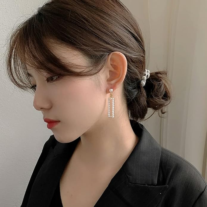 Pearl Clip on Earrings for Women Drop Clip Earrings for Women Gold Plated White Imitation Pearl Earrings Fashion