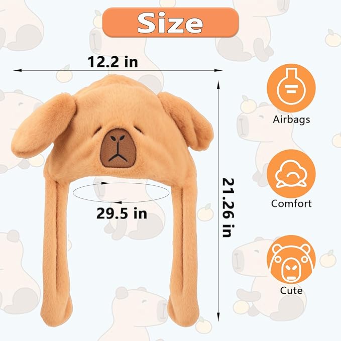Plush Ear Moving Jumping Hat,Cute Fluffy Cap, Soft Warm HeadWear
