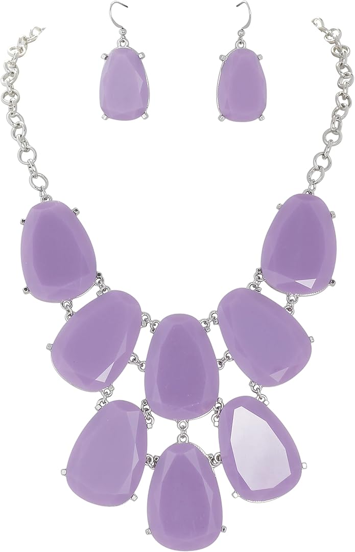 Firstmeet Chunky Bubble Statement Collar Necklace with Earrings for Women