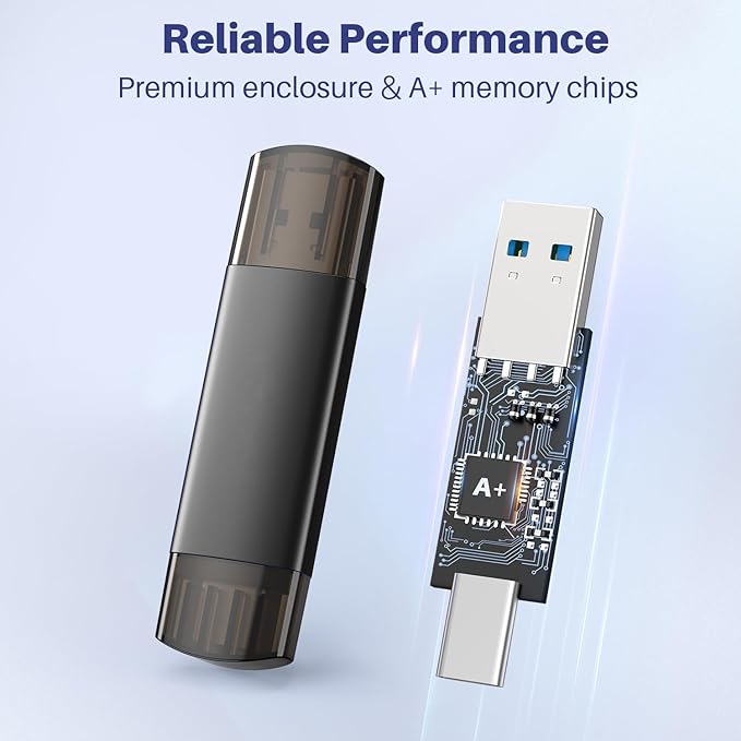 64GB USB C Flash Drive Dual USB 3.0 Flash Drive Type C + USB A Portable Type-C Flash Drive 2-in-1 USB-C Thumb Drive for Smartphone Tablet Computer Mac iPhone 16 (2packs)