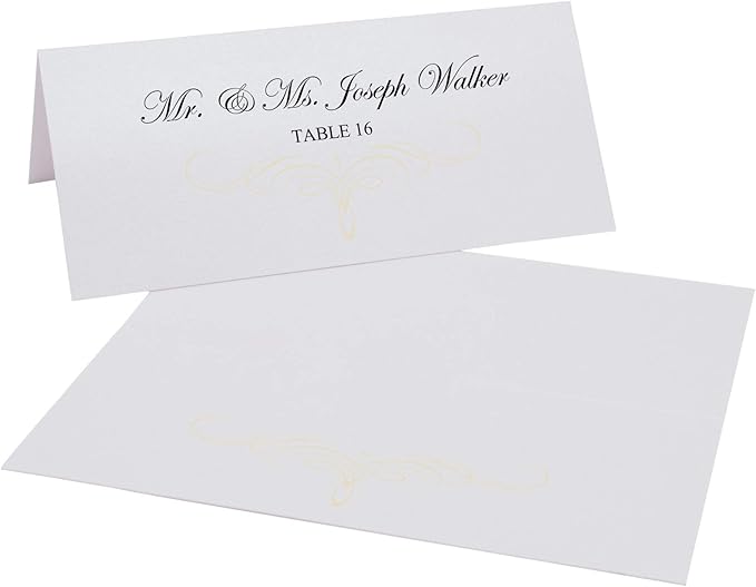 Decadent Flourish Place Cards, Ivory (Choose Color), Set of 150, Pre-cut and Scored - Wedding, Party, Dinner, and Special Events - Made in the USA