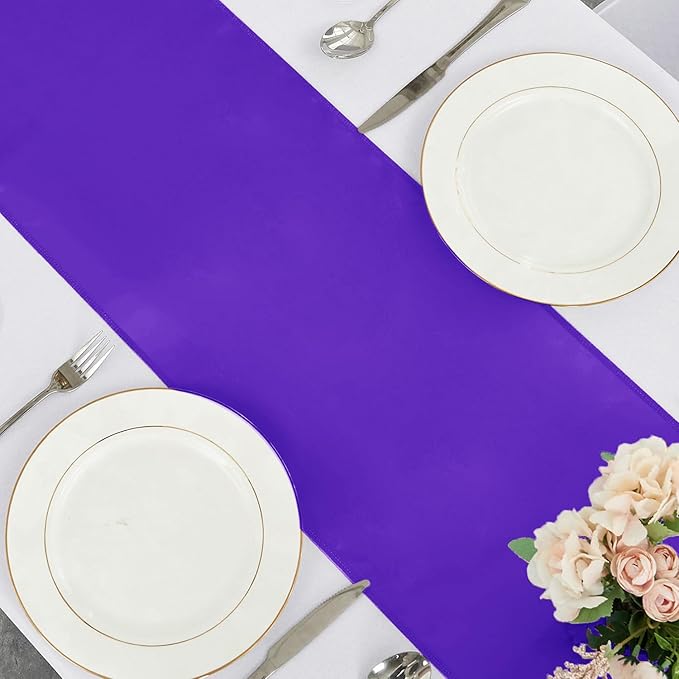 5-Pack Satin Table Runner Purple 12 x 108 Inch Long Silk Satin Table Runners for Wedding,Graduations,Engagements,Birthday Party and Banquet Decoration（5 Pack, 12x108 Inch, Purple）
