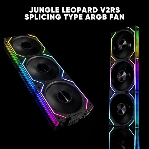Jungle Leopard Interstellar V2 RS 120mm PC Reverse Blade Case Fan Infinity Mirror Module Daisy-Chain ARGB Fan Triple Pack Suitable Computer Cooling Fans 360mm AIO Cooler(Black-3Pack)