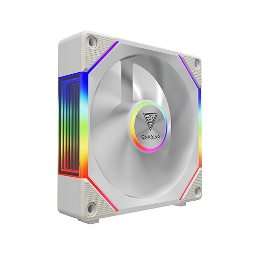 GAMDIAS Aeolus P2-1203U 120mm ARGB PWM Fan(3 Fan Pack w/USB Hub), Include Reverse Fan Blade x3, ARGB Sync Ready, Easy Installation & Cabless Daisy-Chain Design, Silent Operation, Up to 2400RPM, White