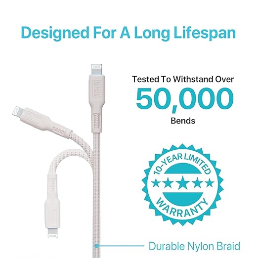 BLACK+DECKER USB C to Lightning Cable - Fast Compatible iPhone Lightning Cable - Durable Braided Type C iPhone Charger Cord - for Travel and Daily Use - Multiple Colors and Lengths - 9ft