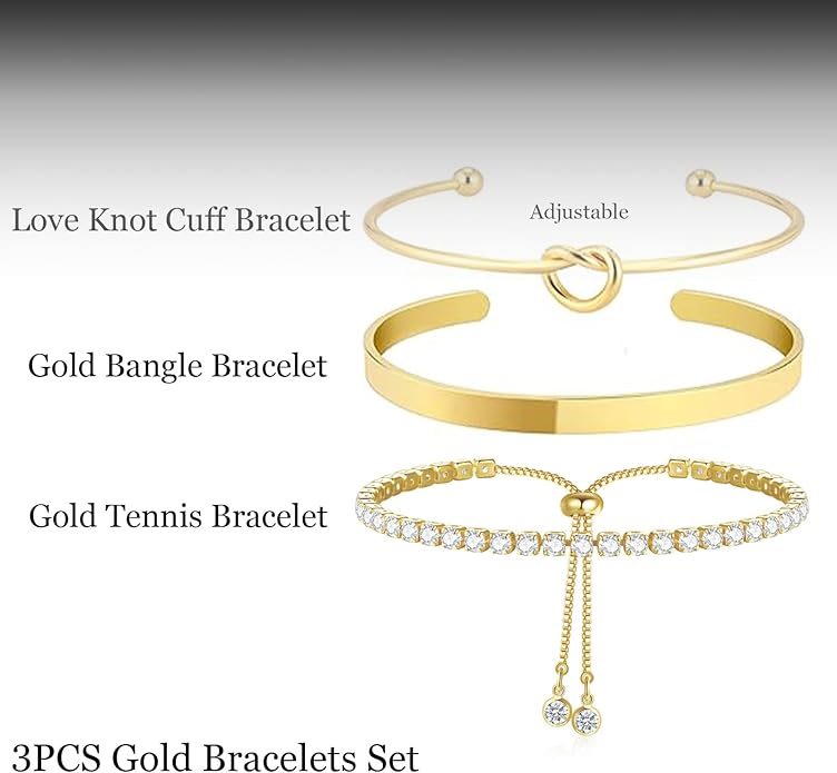 Gold Bracelets for Women 18k Gold Plated Bracelet Stack Bangle Cuff Bracelet Set for Women Non Tarnish Beaded/Paperclip/Cuban Link Chain Bracelets Jewelry for Women Trendy