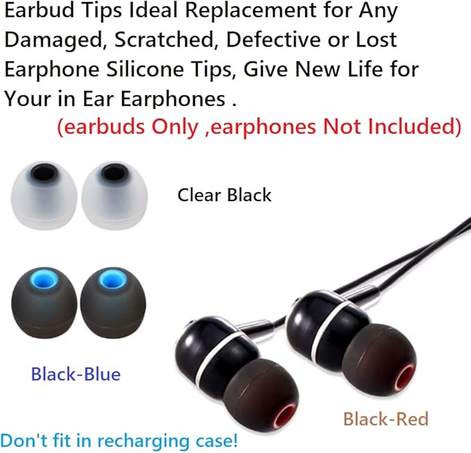 Earbud Silicone Ear Tips Earbuds Replacement Ear Tips Gels Bud for Popular in-Ear Headphones Other Inner Hole from 3.8mm - 5.1mm Earphones 9 Pairs S/M/L