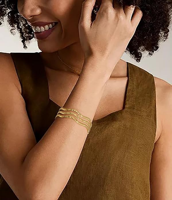 Multi-layer Cuff Bracelet for Women Cross Wire Bracelets Open Wide Cuff Gold Bangle Bracelet
