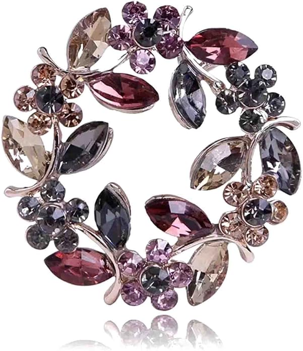 Crystal Pearl Flower Brooches Pins Fashion Beautiful Created Rhinestone Floral Brooch Good Idea for Party Dance Wedding Banquet for Elegant Women Girl