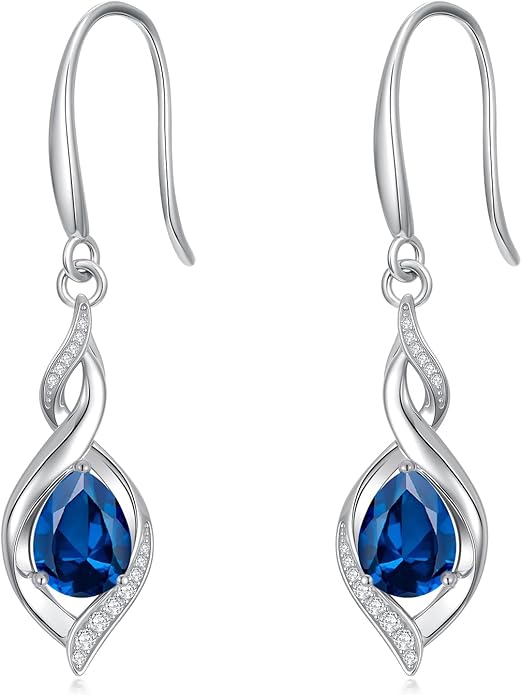 Birthstone Earrings for Women 925 Sterling Silver Infinity Love Jewelry Valentines Day Birthday Gifts for Her Mom Wife Girlfriend