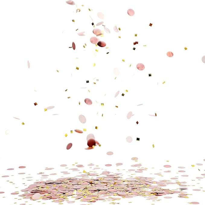 TecUnite Round Tissue Paper Table Confetti Dots for Wedding Birthday Party Decoration, 1.76 oz(Rose Gold Confetti,1.5 cm)