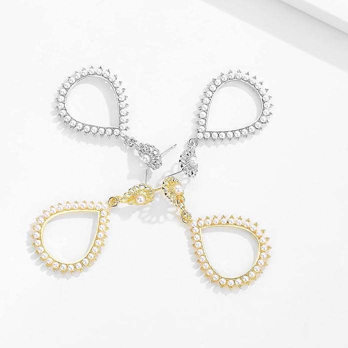 mecresh Flower Teardrop Bridal Wedding Dangle CZ Earrings in Silver/Gold Tone for Women Girl Bride Gift …