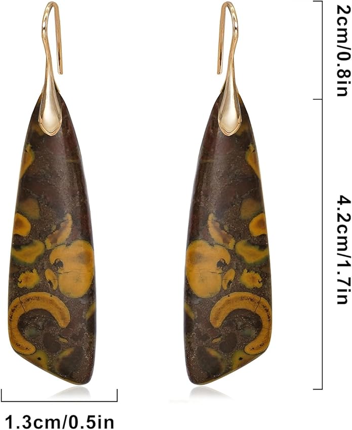 Natural Stone Earrings for Women Boho Triangles Dangle Drop Earrings