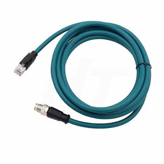 Ethernet Cable for Cognex in Sight 9000 7000gen2 2000 Microscan Basler Camera Sensor Computer Switch, M12 8 Pin X-Code RJ45 Network, 3M