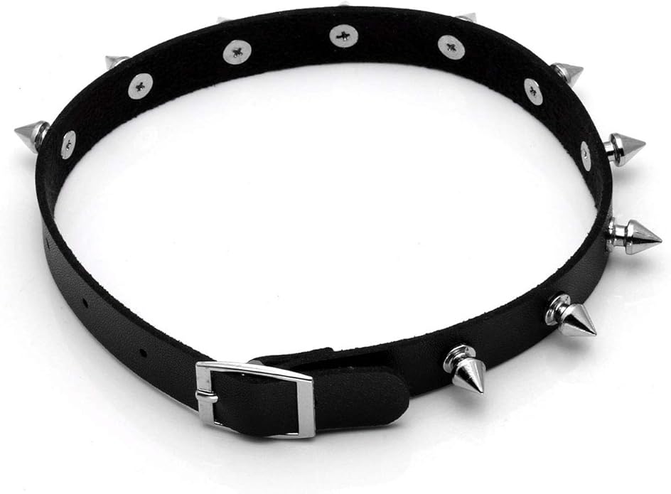 Eigso Vintage Punk Goth Studded Rivet Pu Leather Collar Choker Necklace with Spikes Adjustable