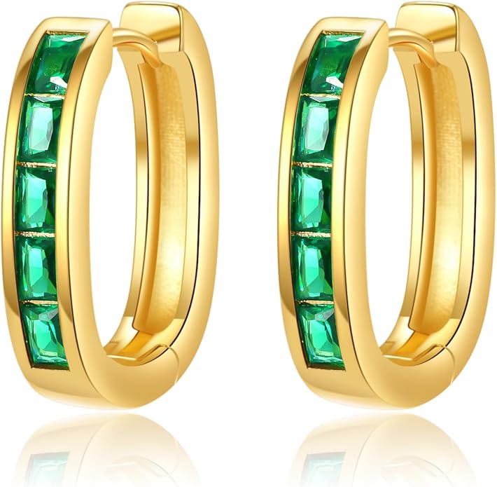 Trendy CZ Gold/Silver Hoop Earrings for Women Square Hypoallergenic chunky gold Hoop Earrings Geometric Minimalist Rectangle Hoops