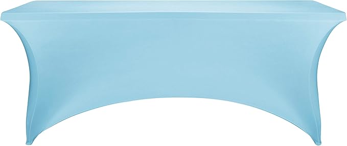 FORLIFE 2Pack Spandex Table Covers，Fitted Tablecloth for Rectangular Tables, Stretch Patio Table Covers, Universal Spandex Table Cover for Wedding, Banquet, Party (8ft, Blue Mist)
