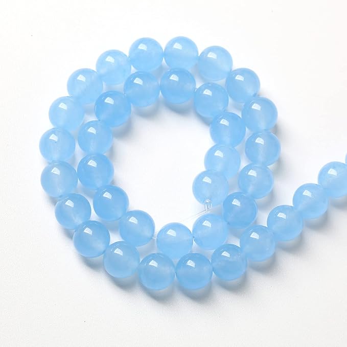 12mm Blue Natural Chalcedony Aquamarines Stone Beads for Jewelry Making Round Jades Beads DIY Bracelet Accessories 32pcs
