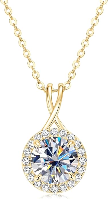 2CT Infinity Moissanite Pendant Necklace, Round Cut 8mm D Color Halo Necklace 925 Sterling Silver Adjustable Chain, Elegant Jewelry Gifts for Women