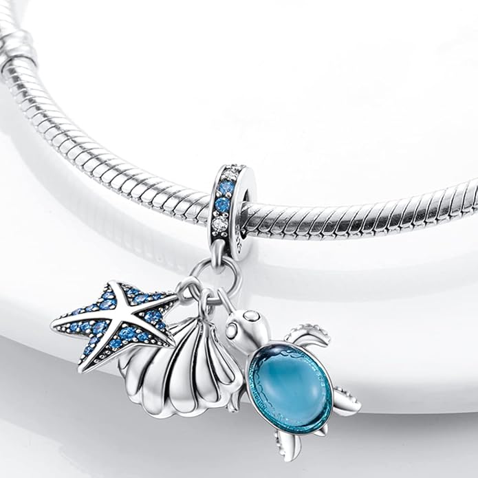 Parmuz 925 Sterling Silver Charm for Bracelet Necklace Dangle Love Mom Ocean travel Butterfly Party Charm Beads Pendants DIY Jewelry for Women