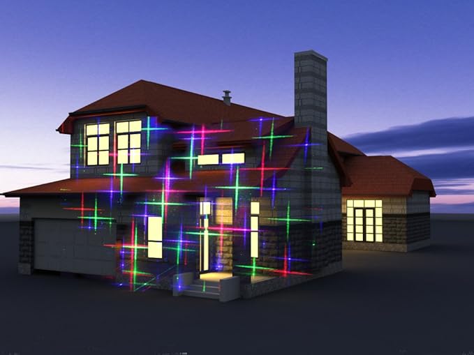 Motion Pattern Firefly 3 Models in 1 Continuous 18 Patterns LedMall RGB Outdoor Laser Garden and Christmas Lights with RF Remote Control and Security kit