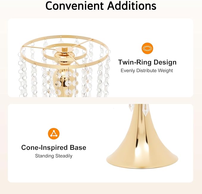 Wedding Centerpieces Gold Vases,10PCS Metal Flower Candle Holder with Sparkling Crystal Beads,Crystal Flower Vase Metal Flowers Stand for Party Tables Decorations (10PCS-Gold-13cm)