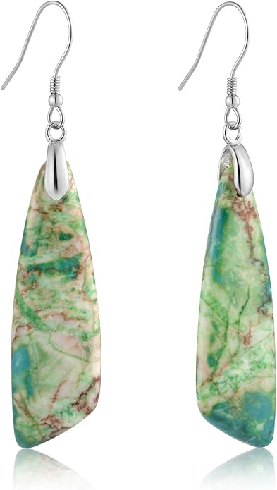 SELOVO Jasper Stone Earrings for Women Trendy Dangle Earrings Fishhook Drop Earrings