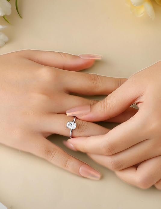 Elspeth 925 Sterling Silver Engagement Ring for Women Oval/Radiant/Pear/Princess/RoundCut Cubic Zirconia Promise Ring Size 4-10