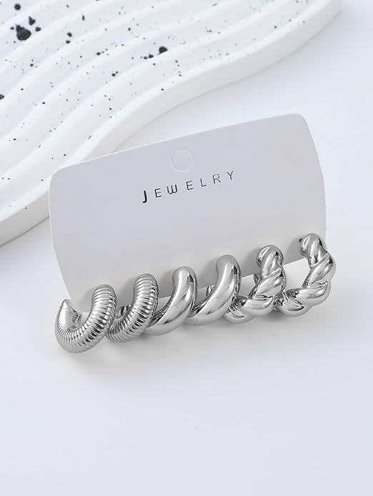 9 Pairs Chunky Gold Earrings Set for Women Trendy Lightweight Gold Plated Hoop Earrings Hypoallergenic Jewelry