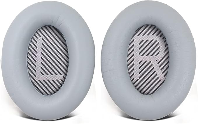 Replacement Ear Pads for Bose QuietComfort 35 35 II 15 25(qc 35 25 15/QC35 ii), Headphone Ear Covers, High Density Memory Cotton, Soft Leather, Adaptive Noise Isolation Headphones Pads Cushions-Grey