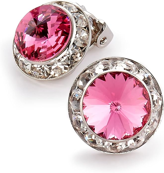 | Colorful Rhinestone Clip On Earrings for Dance, Pageant, Prom, Performance, Wedding, or Special Event