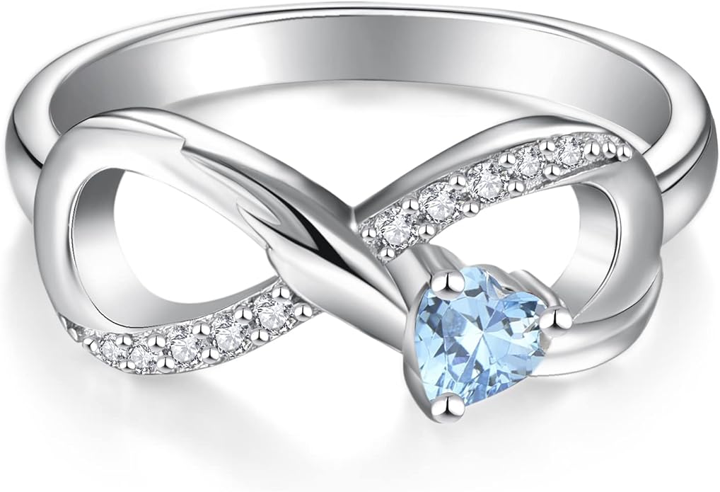 STARCHENIE Infinity Promise Ring 925 Sterling Silver Angel Wings Heart Ring for Women Size 5-10