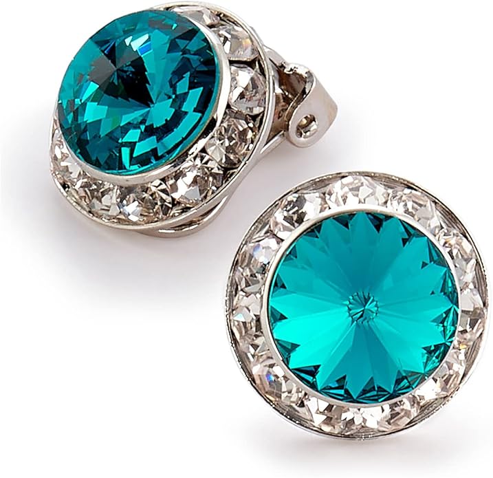 | Colorful Rhinestone Clip On Earrings for Dance, Pageant, Prom, Performance, Wedding, or Special Event