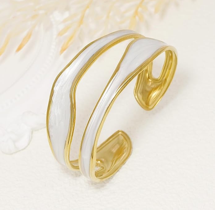 Multi-layer Cuff Bracelet for Women Cross Wire Bracelets Open Wide Cuff Gold Bangle Bracelet