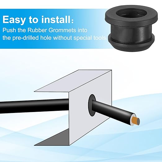 PATIKIL 14mm / 9/16 Inch Drill Hole,7/16 Inch ID Rubber Grommets, 12Pcs Top Hat Grommet for Wiring Eyelet Ring Gasket Automotive Firewall Cable Hole Plugs Wires Protection, Black