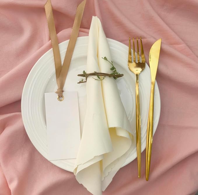 25 Pcs Name Place Cards Blank Seat Card, 2 x 4 in Table Cards with Stain Ribbon, Wedding Place Card, Hanging Tags for Wedding table Setting Reserved Chairs Signs Dinner Banquet Parties.(Gold)
